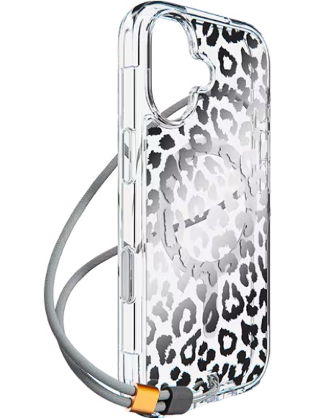 iPhone 17 Bodyguardz Leopard Print Clear Phone Case with wristlet